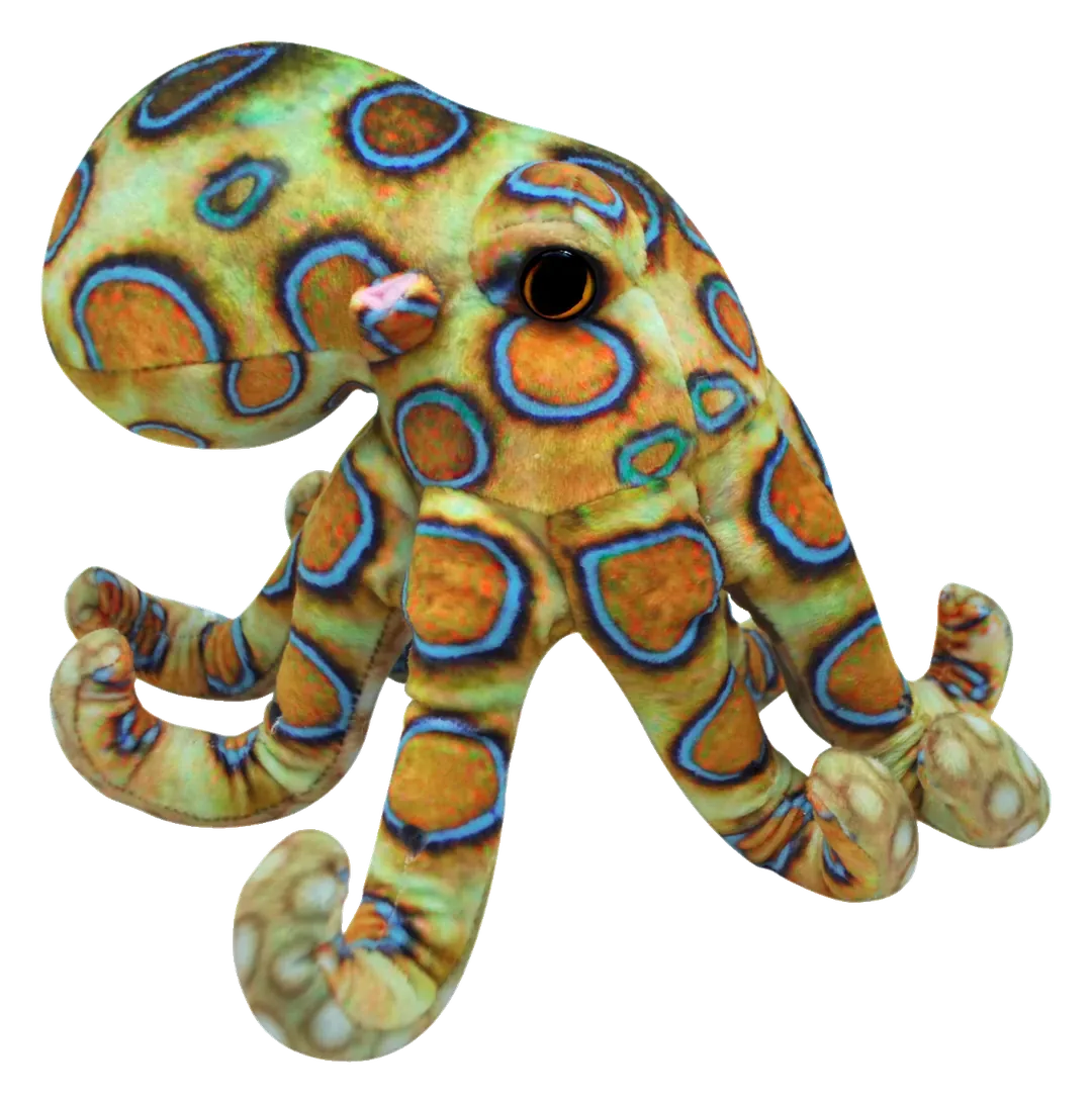 Осьминог синекольчатый, 26 см, игрушка мягкая